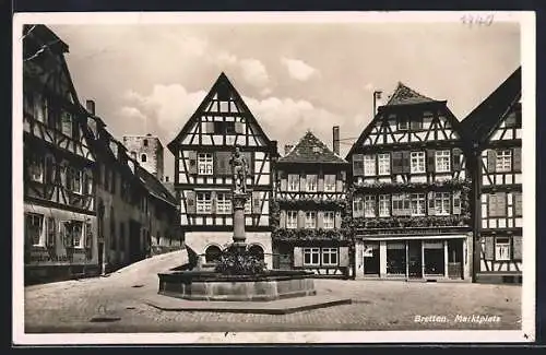 AK Bretten, Grell`s Schubwarenhaus am Marktplatz