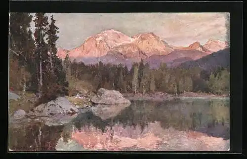 Künstler-AK Edward Theodore Compton: Hintersee mit Göllspieglung