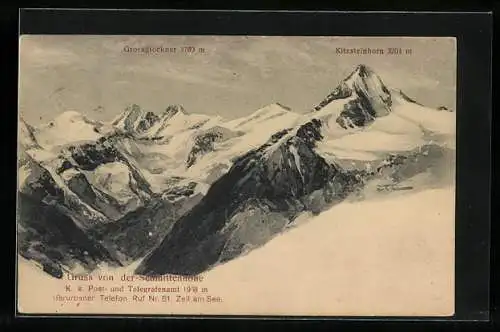 Künstler-AK Edward Theodore Compton: Die Schmittenhöhe mit Grossglockner und Kitzsteinhorn