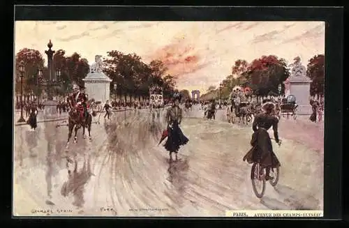 Künstler-AK Georges Stein: Avenue des Champs-Elysees