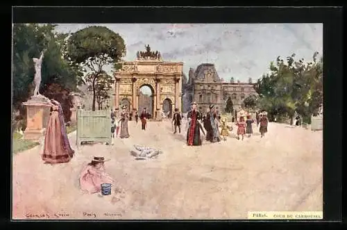 Künstler-AK Georges Stein: Paris, Cour du Carrousel, Parc, Arc