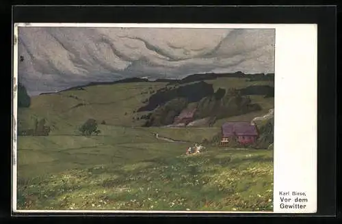 Künstler-AK Karl Biese: Vor dem Gewitter, Landschaft