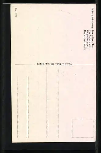 Künstler-AK Ludwig Fahrenkrog: Paar vor dem goldenen Tor
