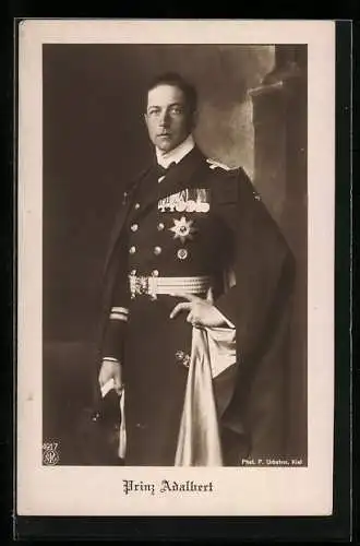 Foto-AK Prinz Adalbert von Preussen in Marine-Uniform mit Orden