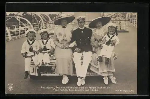 AK Prinz Adalbert, Prinzessin Viktoria Luise, Kronprinzessin mit Prinzen Wilhelm, Louis Ferdinand und Hubertus