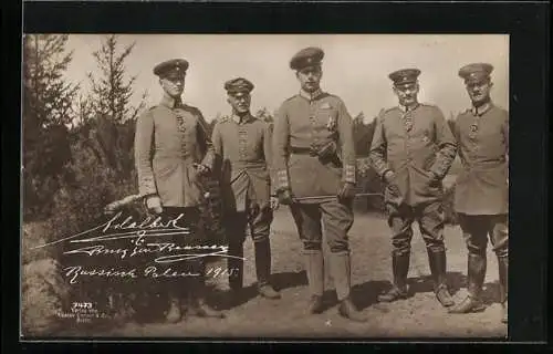 AK Prinz Adalbert von Preussen und Kameraden in Russisch-Polen im Jahr 1915