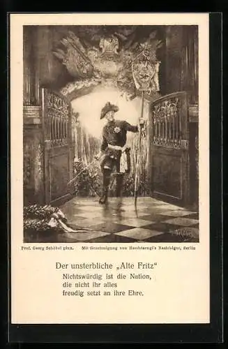 Künstler-AK Der unsterbliche alte Fritz mit Standarte, König Friedrich II. (der Grosse)