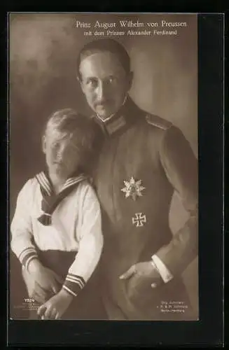 AK Prinz August Wilhelm von Preussen mit dem kleinen Prinzen Alexander Ferdinand