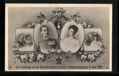 AK Zur Erinnerung an die Vermählungsfeier des Kronprinzenpaares Wilhelm von Preussen, 1905