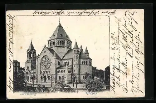 AK Strassburg, Synagoge und umliegende Gebäude