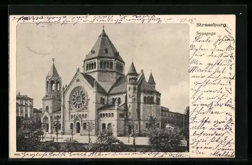 AK Strassburg, Synagoge und umliegende Gebäude