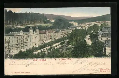 AK Marienbad, Kaiserstrasse mit Synagoge