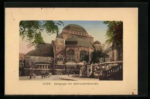 AK Essen, Synagoge mit Jahrhundertbrunnen