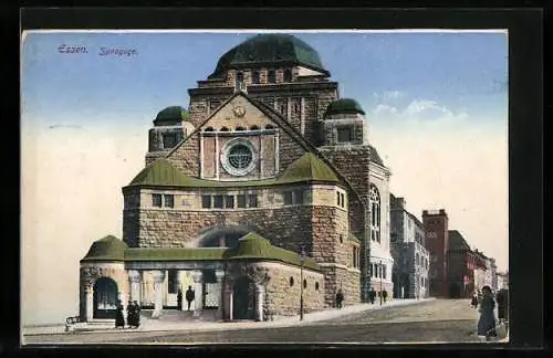 AK Essen, Strassenpartie an der Synagoge