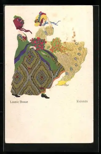 Künstler-AK Brüder Kohn (B.K.W.I) Nr.683-3: Zwei Damen spazieren bei kräftigem Wind