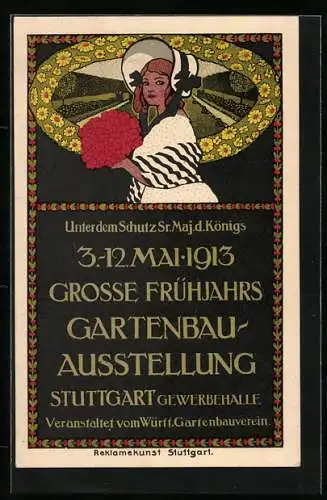 Künstler-AK Ganzsache PP27C171: Stuttgart, Grosse Frühjahrs Gartenbau-Ausstellung 1913