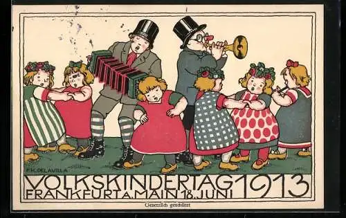 Künstler-AK Ganzsache PP27C185 /03: Frankfurt a. Main, Volkskindertag 18.06.1913, Offizielle Karte Nr. 3