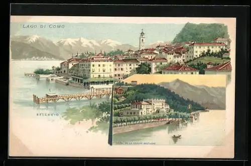 Lithographie Bellagio /Lago di Como, Hotel de la Grand Bretagne