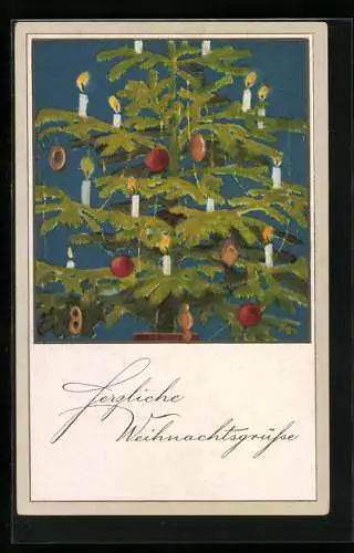 AK Weihnachtsgruss, Geschmückter Christbaum