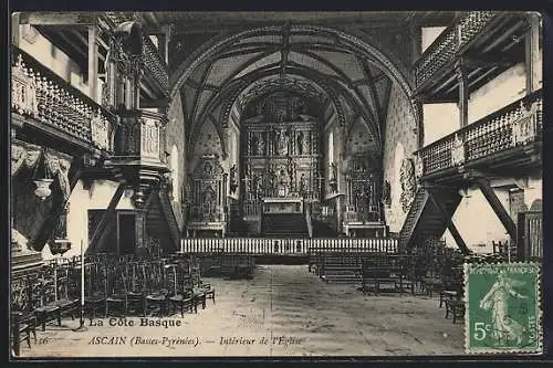 AK Ascain /Basses-Pyrénées, Interieur de l`Eglise