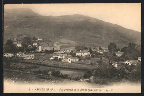 AK Ascain /Basses-Pyrénées, Vue generale et la Rhune