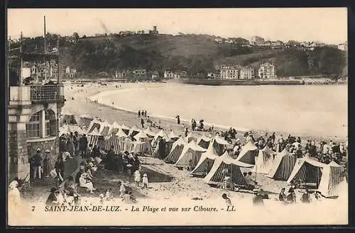 AK Saint-Jean-de-Luz, La Plage et vue sur Ciboure