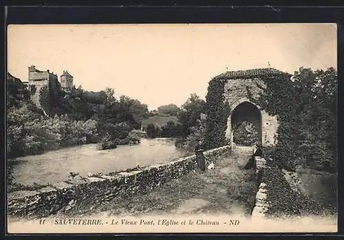 AK Sauveterre, Le Vieux Pont, l`Eglise et le Chateau