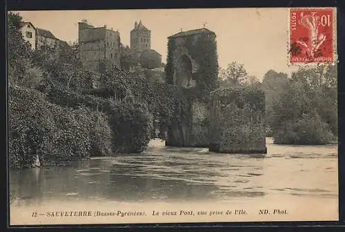 AK Sauveterre, Le vieux Pont, vue prise de l`Ile