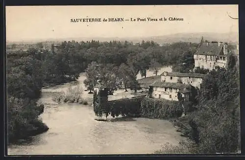 AK Sauveterre-de-Béarn, Le Pont Vieux et la Chateau