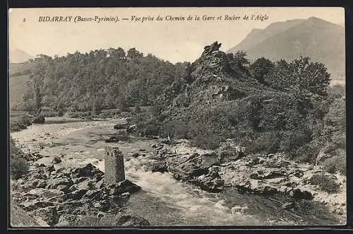 AK Bidarray /B.-P., Vue prise du Chemin de la Gare et Rocher de l`Aigle