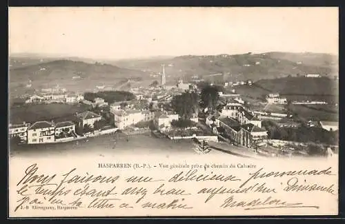 AK Hasparren /B.-P., Vue générale prise du chemin du Calvaire