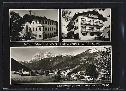 AK Going am Wilden Kaiser, Schwendt, Gasthaus-Pension Schwendterwirt, Seitenansicht, Teilansicht