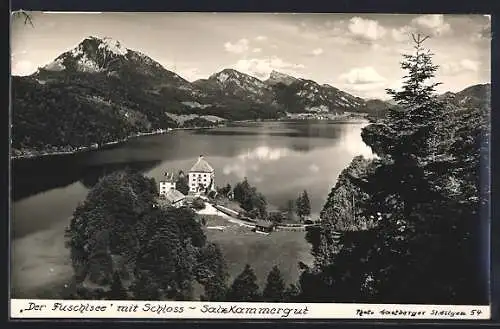 AK Fuschl /Salzkammergut, Luftbild mit Schloss