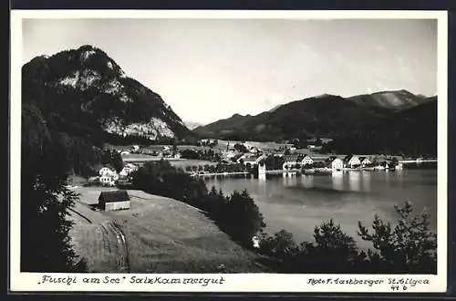 AK Fuschl am See, Salzkammergut, Teilansicht mit Bergen