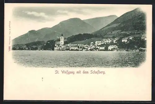 AK St. Wolfgang, Teilansicht mit dem Schafberg