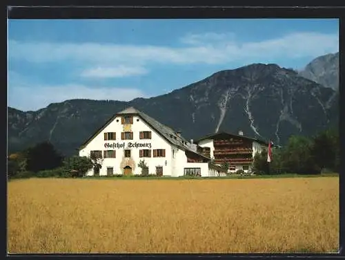 AK Mieming /Tirol, Obermieming, Gasthof Schwarz und Ferienhaus Obstgartl Familie Pirktl