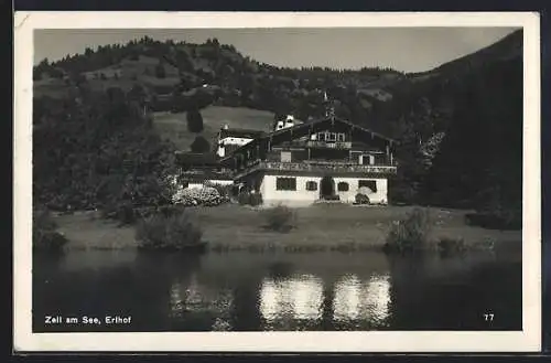 AK Zell am See, Erlhof, vom Wasser gesehen