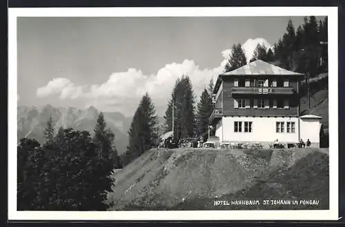 AK St. Johann im Pongau, Hotel Hahnbaum mit Gipfelpanorama