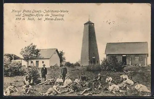 AK Stauffer-Hütte, Berghütte mit der Kaiser Franz Josefs-Jubiläums-Warte