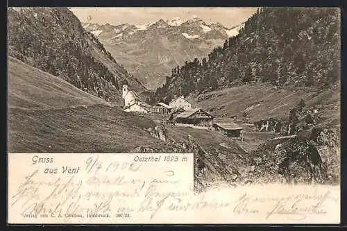 AK Vent im Oetzthal, Blick auf das Bergdorf