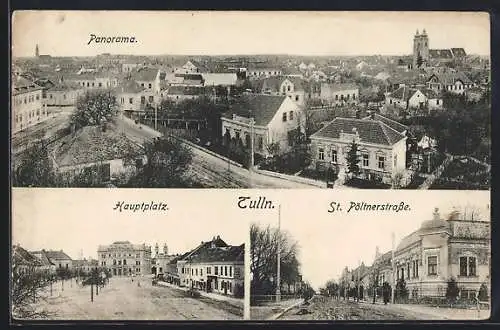 AK Tulln, Panorama, Hauptplatz, St. Pöltnerstrasse