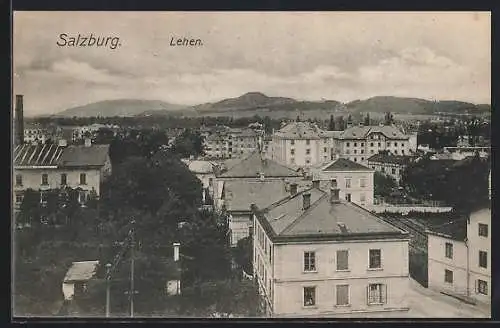 AK Salzburg-Lehen, Ortspartie aus der Vogelschau