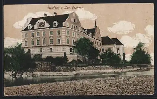 AK Neuhaus a. Inn, Uferpartie mit Institut