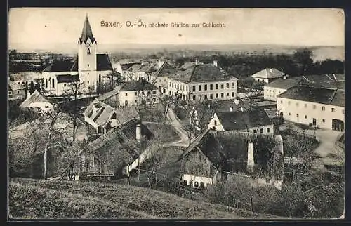 AK Saxen /O.-Ö., Ortspartie mit Kirche