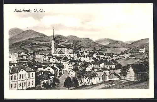 AK Rohrbach /O.-Oe., Ortspanorama mit Kirche
