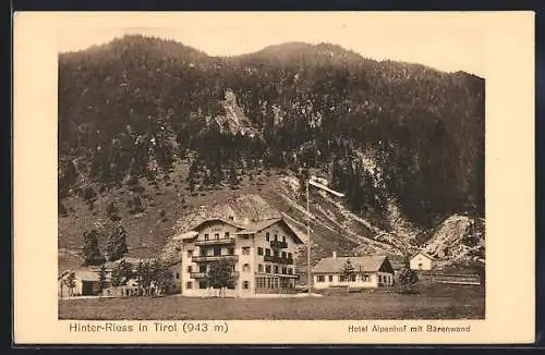 AK Hinterriss /Tirol, Hotel Alpenhof mit Umgebung u. Bärenwand