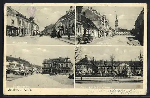 AK Stockerau, Jäger- und Artilleriekaserne, Sparkassaplatz, Rathausplatz & Hauptstrasse