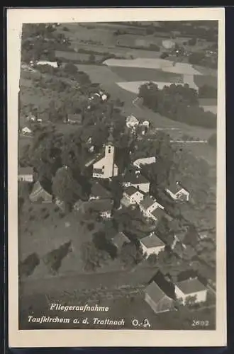 AK Taufkirchen an der Trattnach, Ortspartie mit Kirche, Fliegeraufnahme