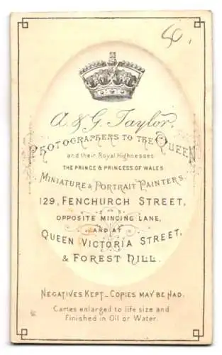 Fotografie A. & G. Taylor, London, Fenchurch Street 129, Porträt eines jungen Mannes