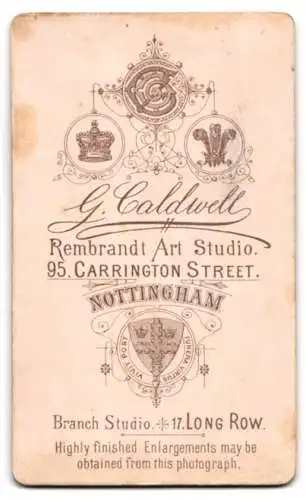 Fotografie G. Caldwell, Nottingham, Carrington Street 95, Porträt eines jungen Mannes